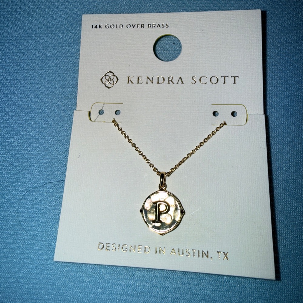 Kendra Scott Initial P Necklace NEW Reversible 14K Gold Over Brass